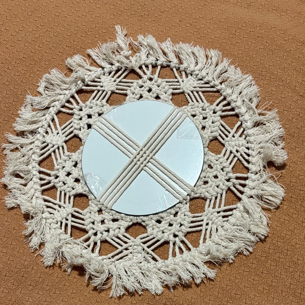 Bohemian Cream Macrame Wall Mirror